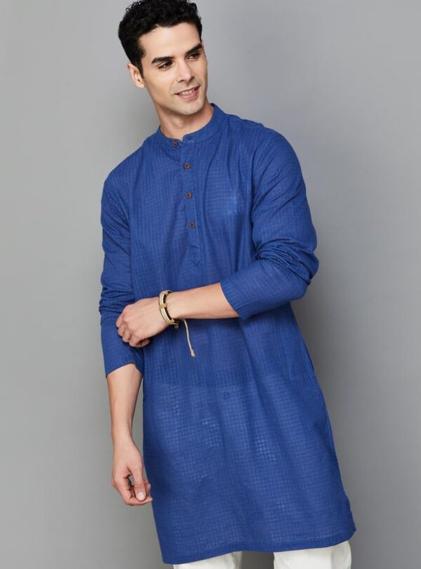 MELANGE Men Checked Regular Fit Kurta - Image 2