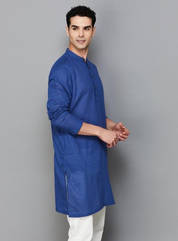 MELANGE Men Checked Regular Fit Kurta - Image 6