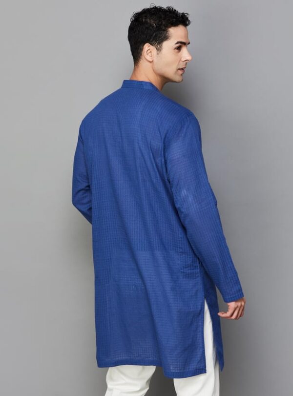 MELANGE Men Checked Regular Fit Kurta - Image 3