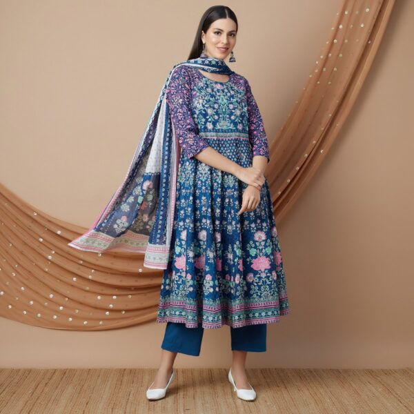 MELANGE Floral Printed A-Line Kurta Set