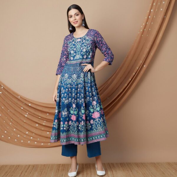 MELANGE Floral Printed A-Line Kurta Set - Image 5