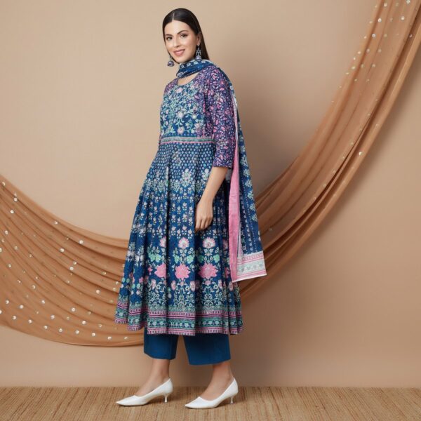 MELANGE Floral Printed A-Line Kurta Set - Image 8