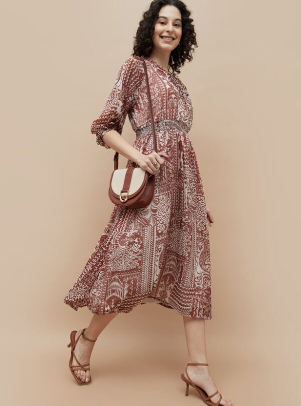 COLOUR ME Printed Midi Dress