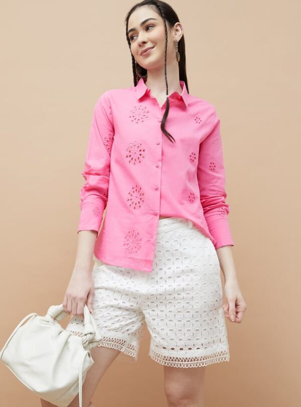 COLOUR ME Schiffli Embroidered Regular Fit Shirt