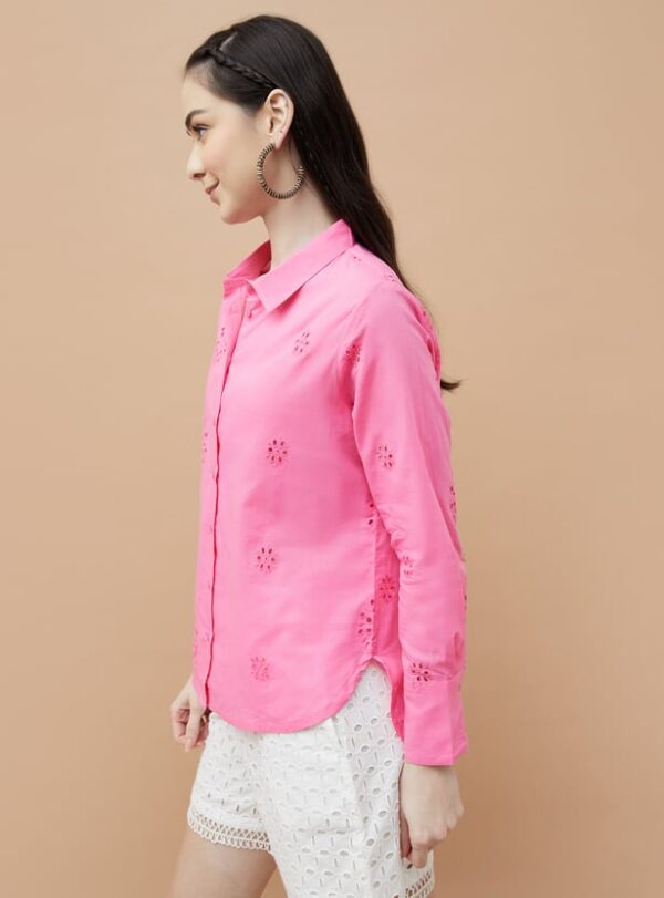 COLOUR ME Schiffli Embroidered Regular Fit Shirt - Image 2