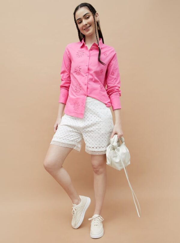 COLOUR ME Schiffli Embroidered Regular Fit Shirt - Image 3