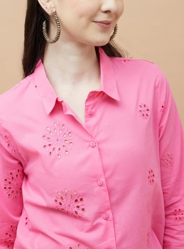 COLOUR ME Schiffli Embroidered Regular Fit Shirt - Image 4