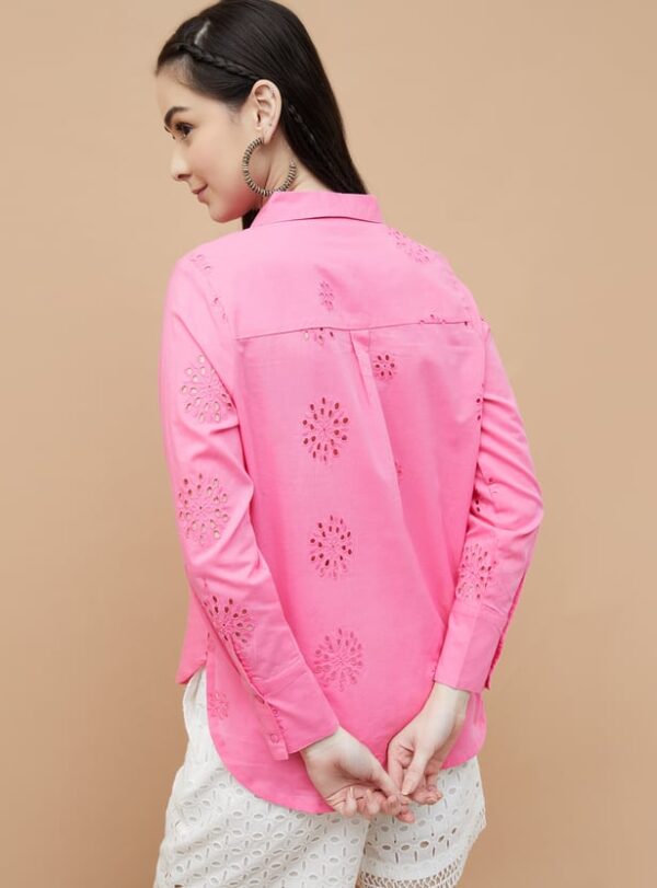 COLOUR ME Schiffli Embroidered Regular Fit Shirt - Image 5