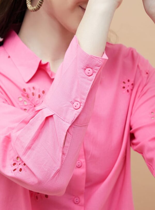 COLOUR ME Schiffli Embroidered Regular Fit Shirt - Image 6